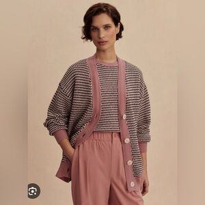 NWT Varley Tiffany Textured Knit Cardigan in Woodrose Multi Stitch